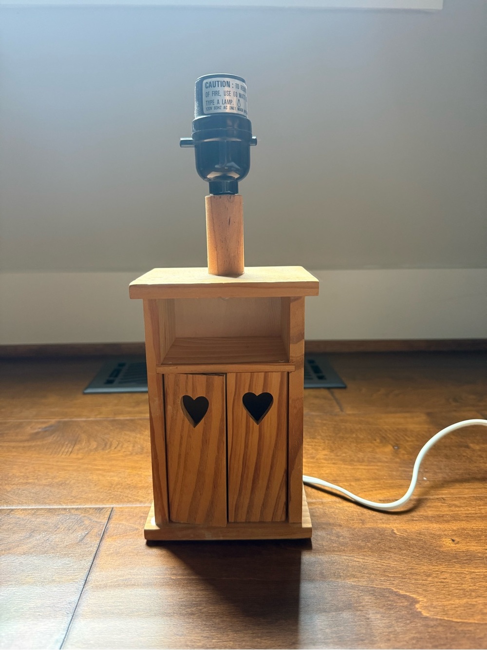 Wooden Heart Accent Table Lamp - Natural Finish